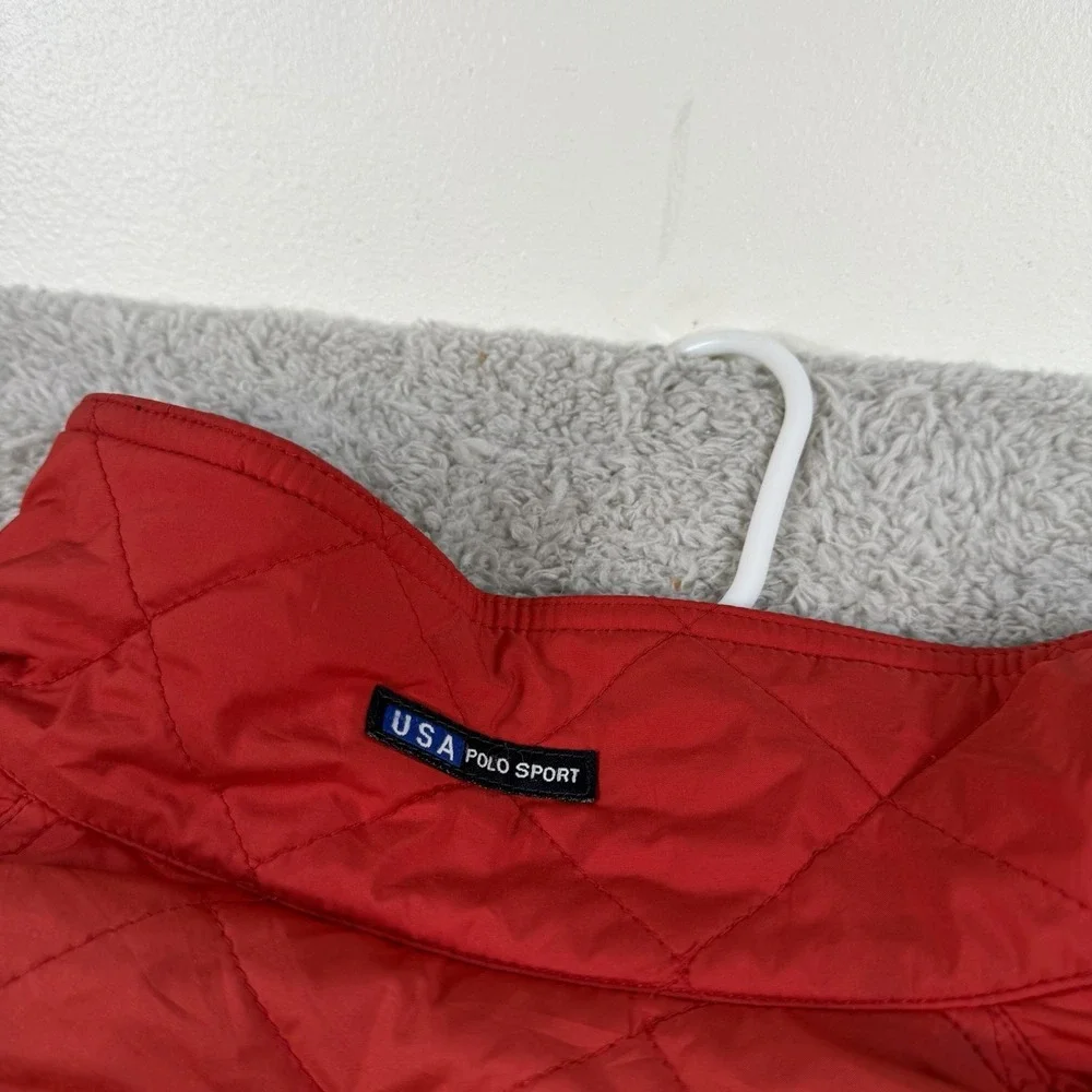 Polo Sport Ralph Lauren Jacket Mens Small Red Quilted Fleece Full Zip Puffer